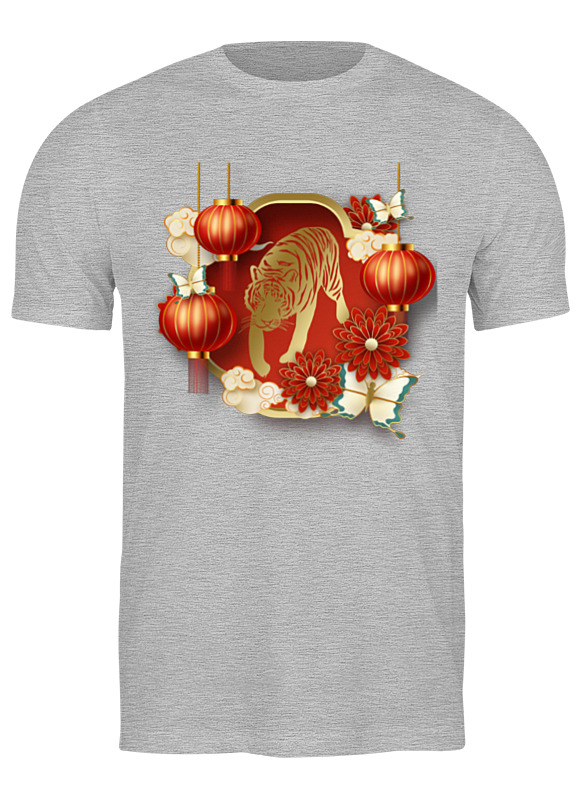 

Футболка мужская Printio Год тигра серая S, Серый, Год тигра