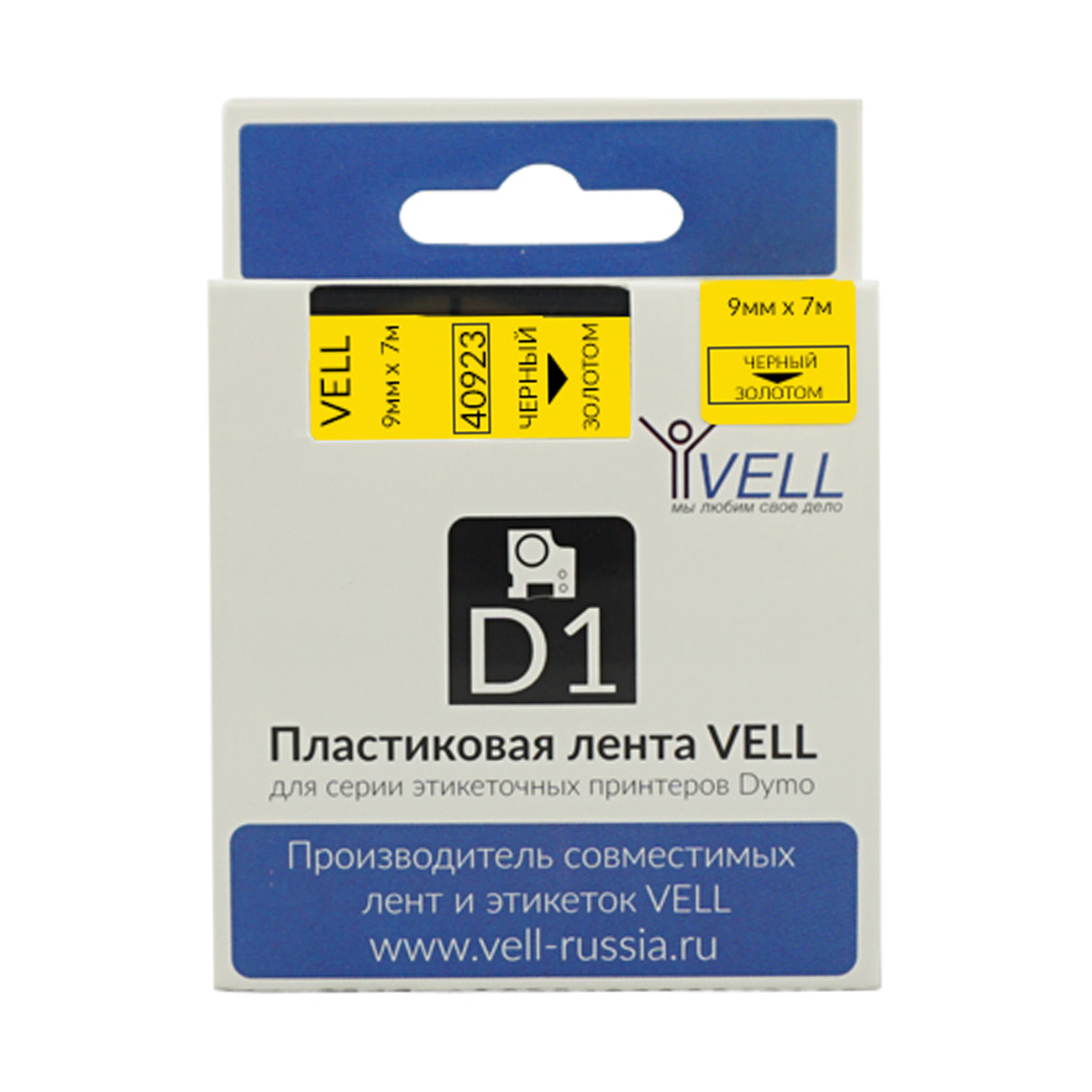 Лента Vell VL-D-40923 (9 мм, черный на золотом)