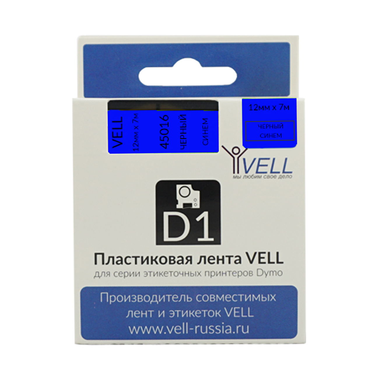 Лента Vell VL-D-S0720560/45016 (12 мм, черный на синем)