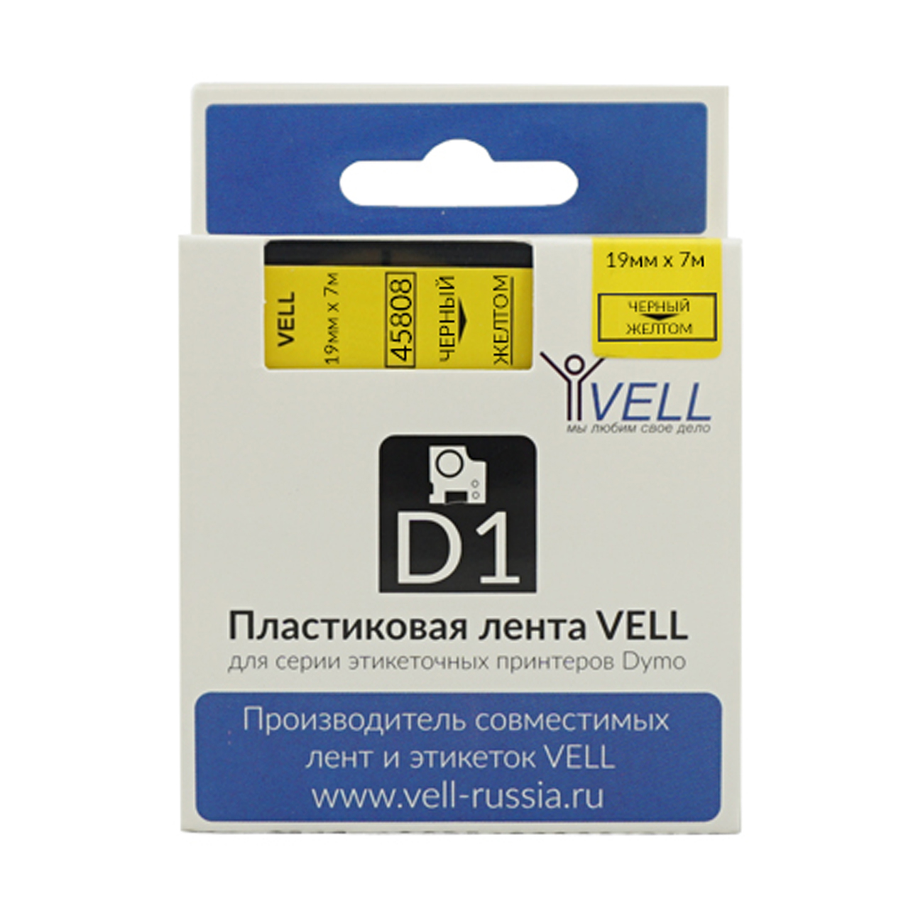 Лента Vell VL-D-S0720880/45808 (19 мм, черный на желтом)