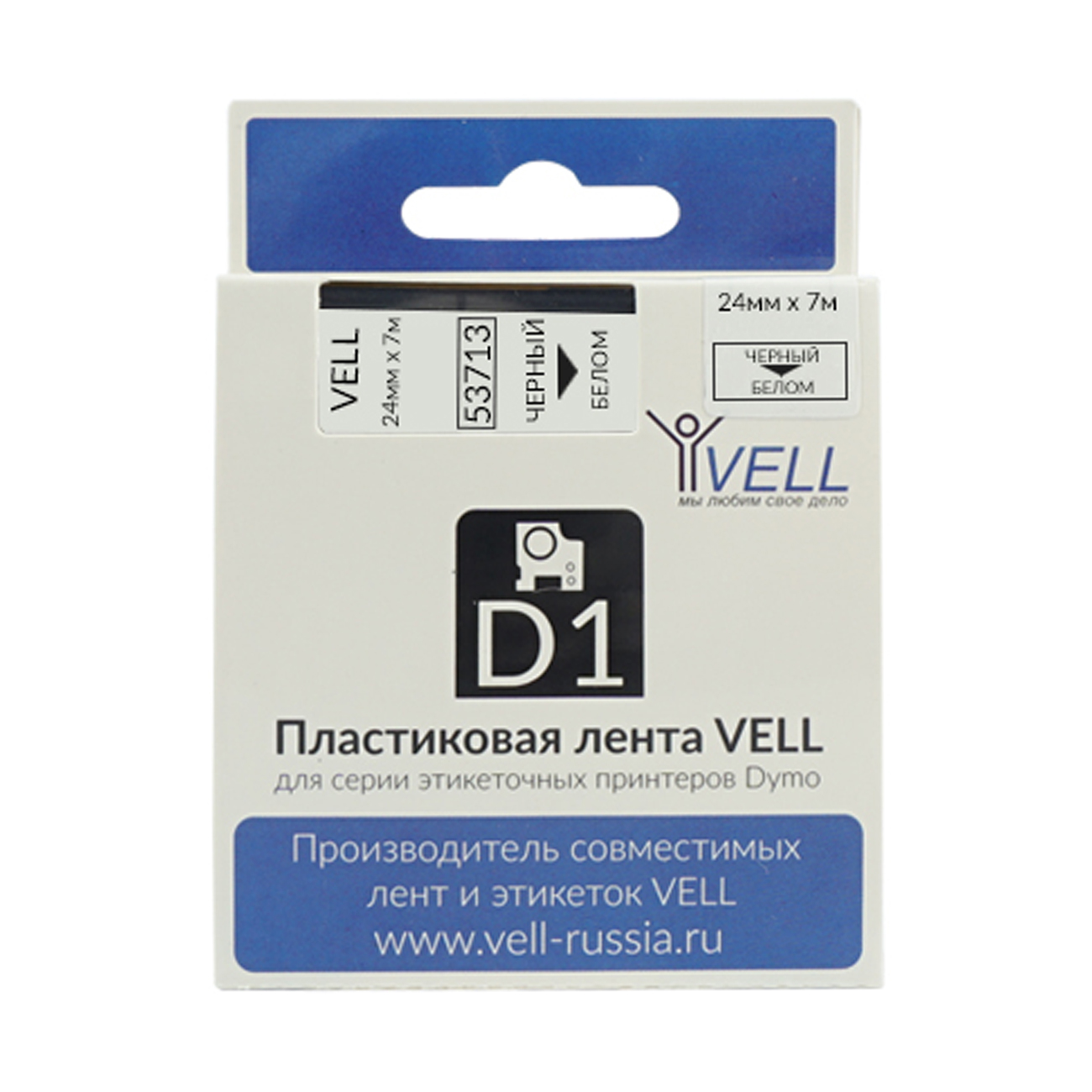 Лента Vell VL-D-S0720930/53713 (24 мм, черный на белом)