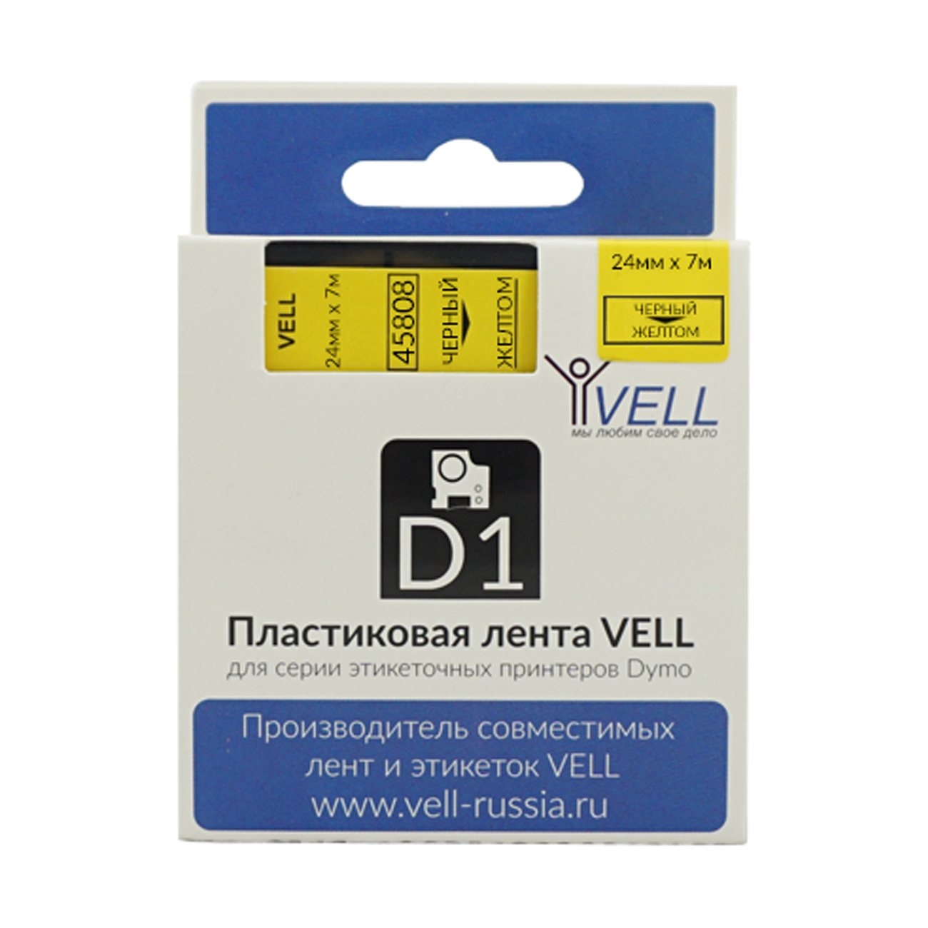 Лента Vell VL-D-S0720980/53718 (24 мм, черный на желтом)