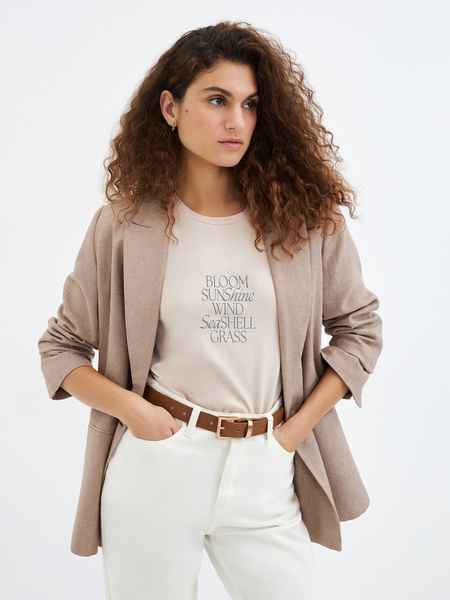 

Футболка женская ZARINA 3225565465 бежевая 2XL, Бежевый, 3225565465