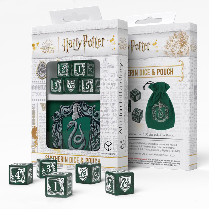 Набор кубиков с мешочком для игр Q-Workshop Harry Potter: Slytherin набор кубиков для игр q workshop harry potter ravenclaw modern dice set white