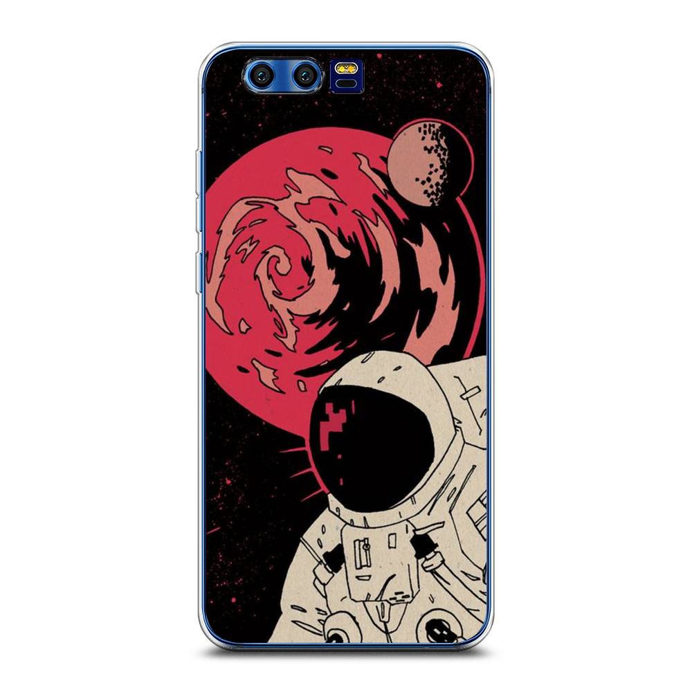 

Чехол на Honor 9 "Космонавт возле Марса", Черный;красный, 62450-2