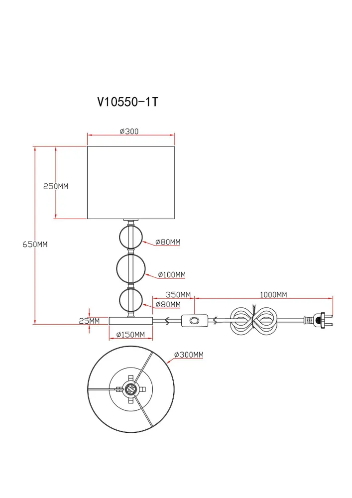 

Настольная лампа Moderli Brulee V10550-1T, E27, 60W