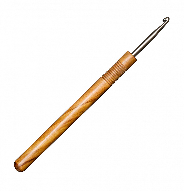 фото Крючок для вязания addi с ручкой из оливкового дерева 3.5мм, 15см, арт.577-7/3.5-15