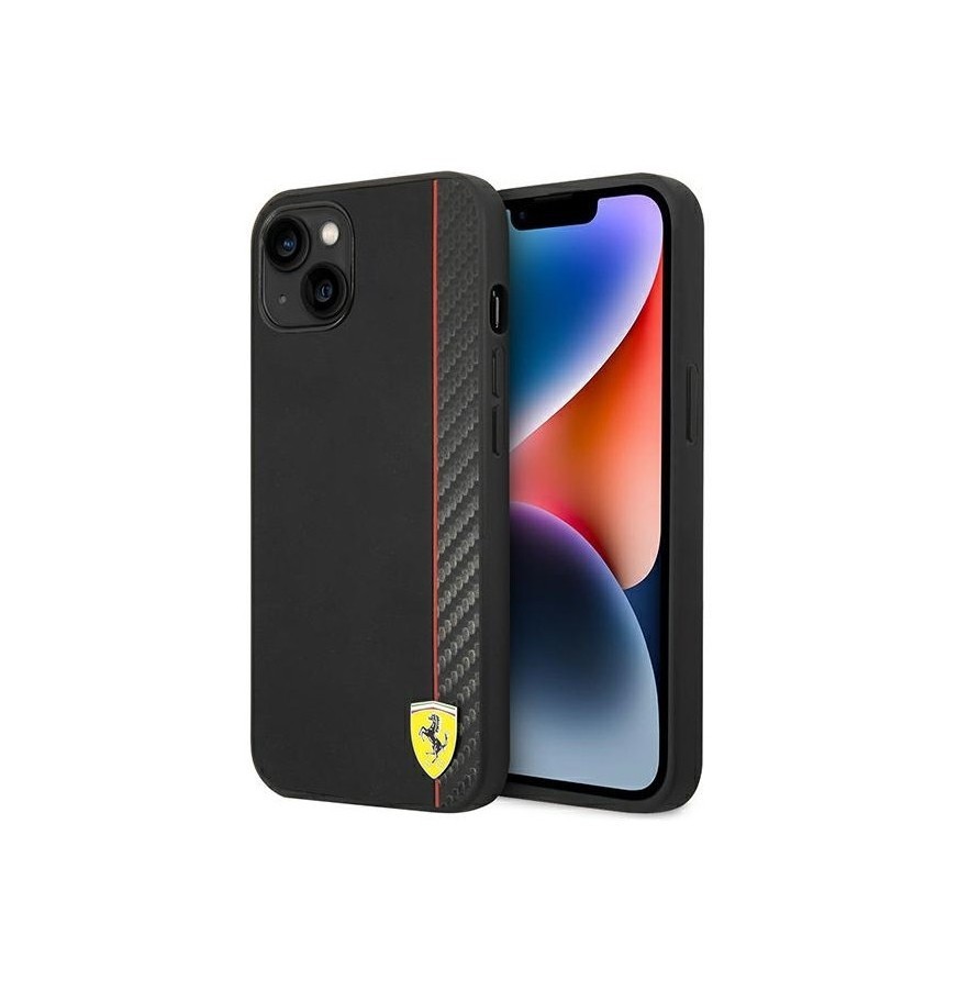 

Чехол Ferrari для iPhone 14 metal logo Hard , Черный, PU Smooth/Carbon Vertical with metal logo Hard