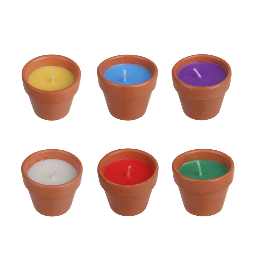 

Свеча Ladecor в глиняном подсвечнике, парафин, 5x4 см, 6 цветов, 12 штук
