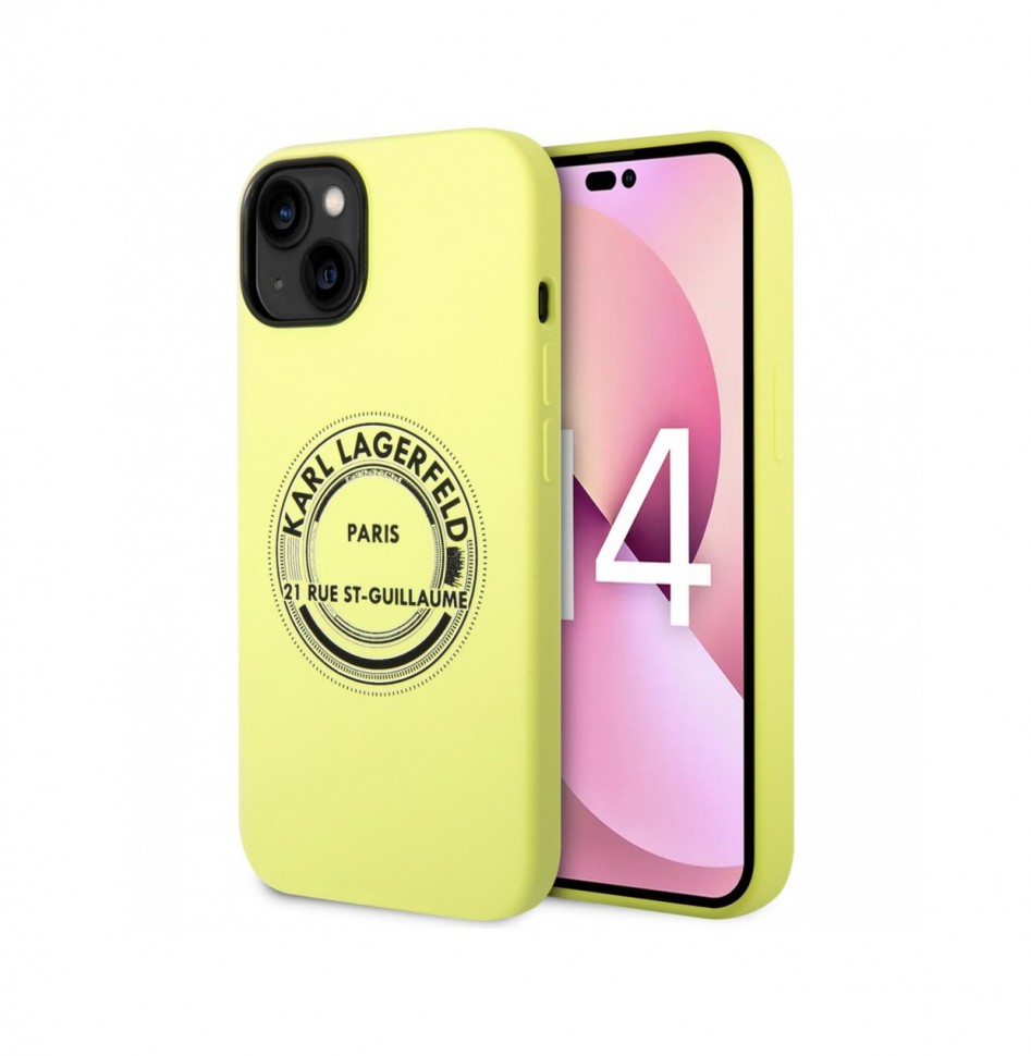 Чехол Karl Lagerfeld Liquid silicone Round RSG logo Hard для iPhone 14, Зеленый