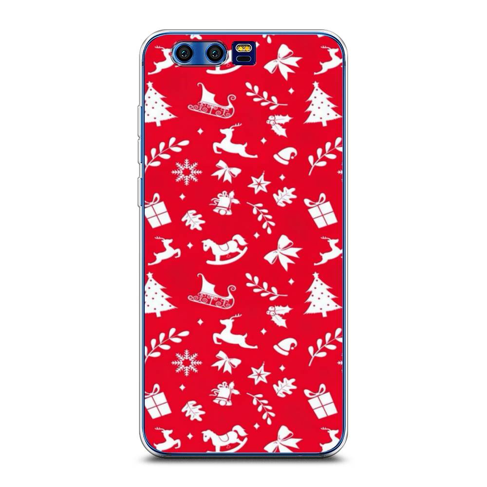 

Чехол на Honor 9 "Красный новогодний фон", Красный;белый, 62450-5