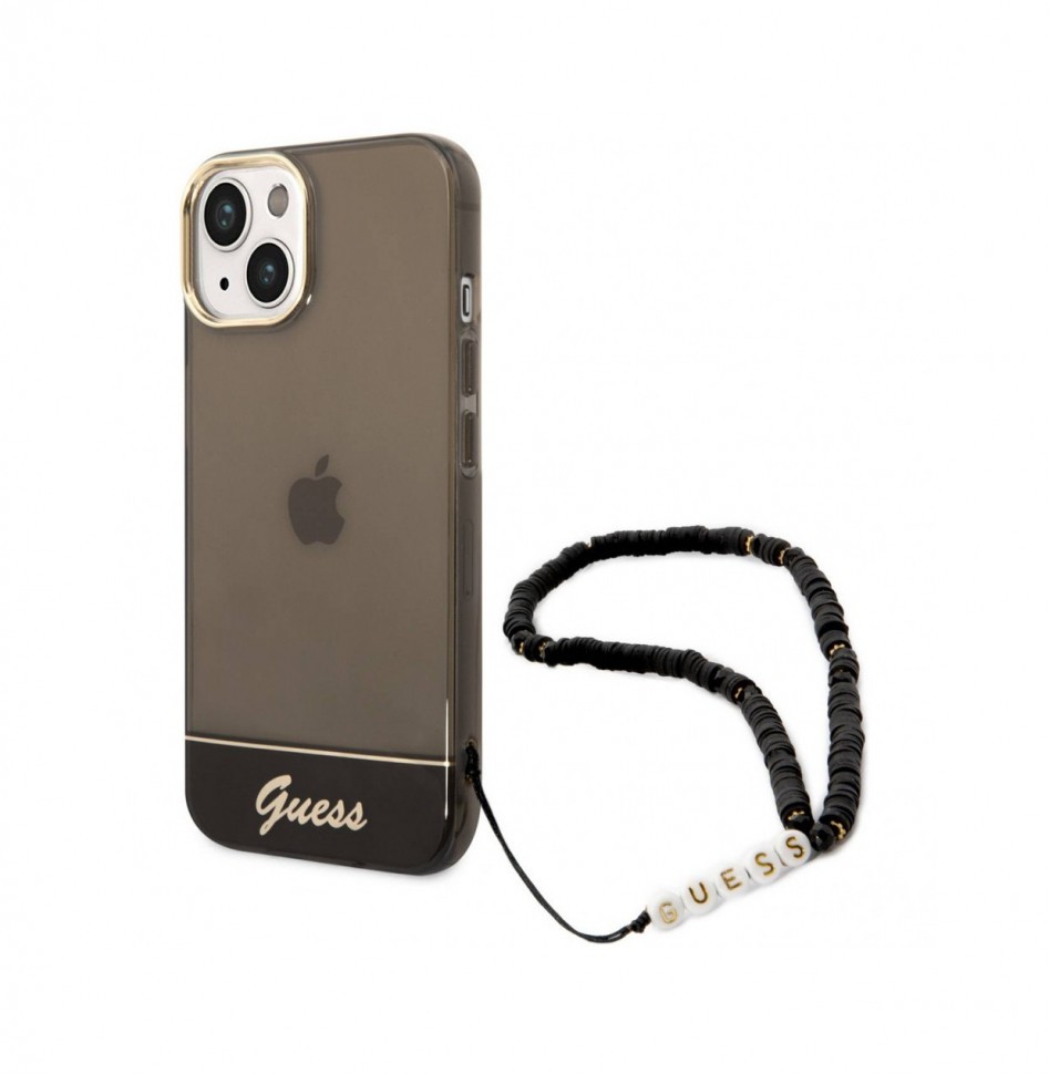 

Чехол Guess PC/TPU Translucent Electoplated camera + Hand Strap iPhone 14 Plus, Черный, PC/TPU Translucent Electoplated camera Hard + Hand Strap