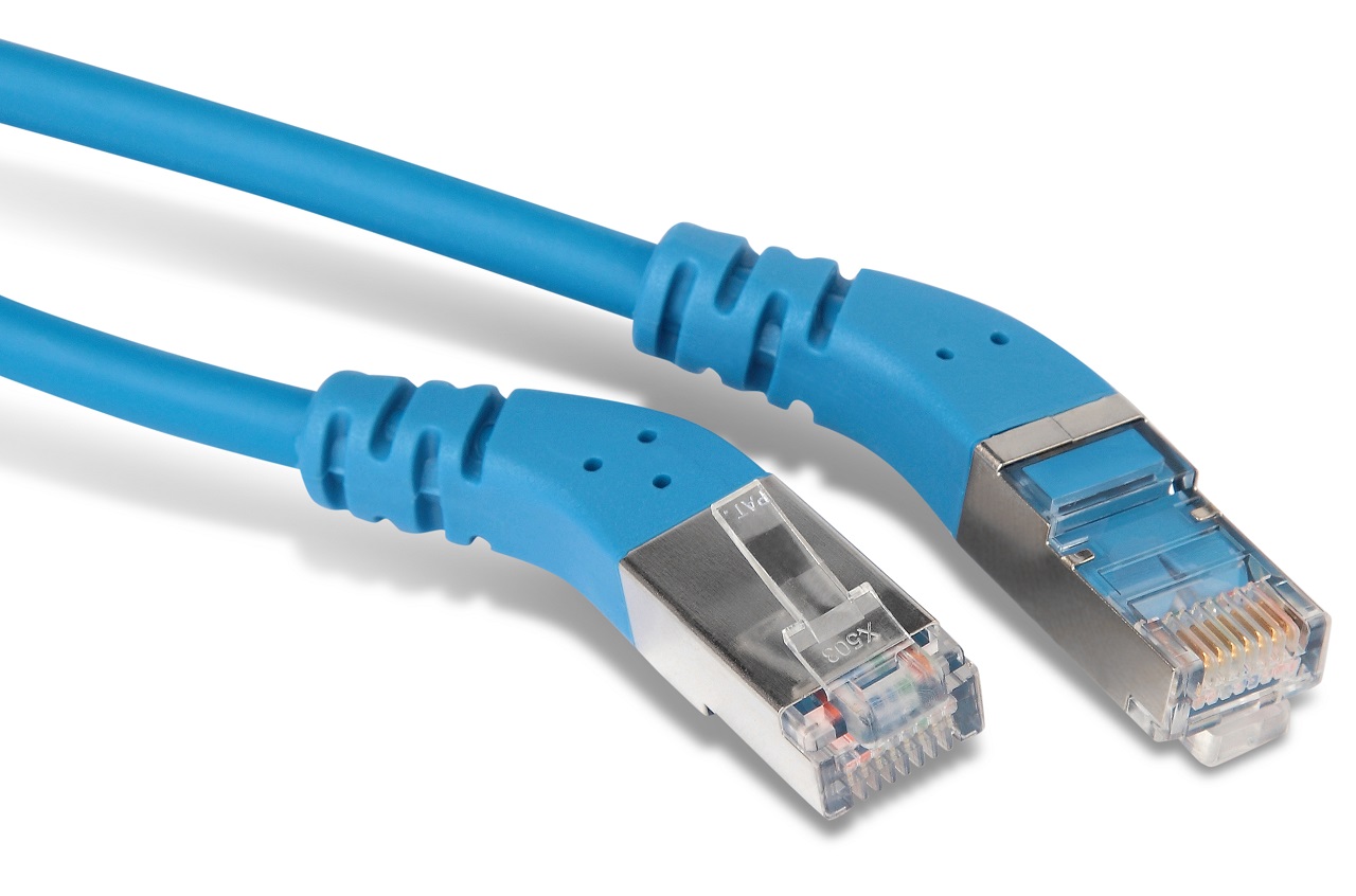 фото Кабель для компьютера hyperline pc-apm-stp-rj45/l45-rj45/r45-c5e-5m-lszh-bl