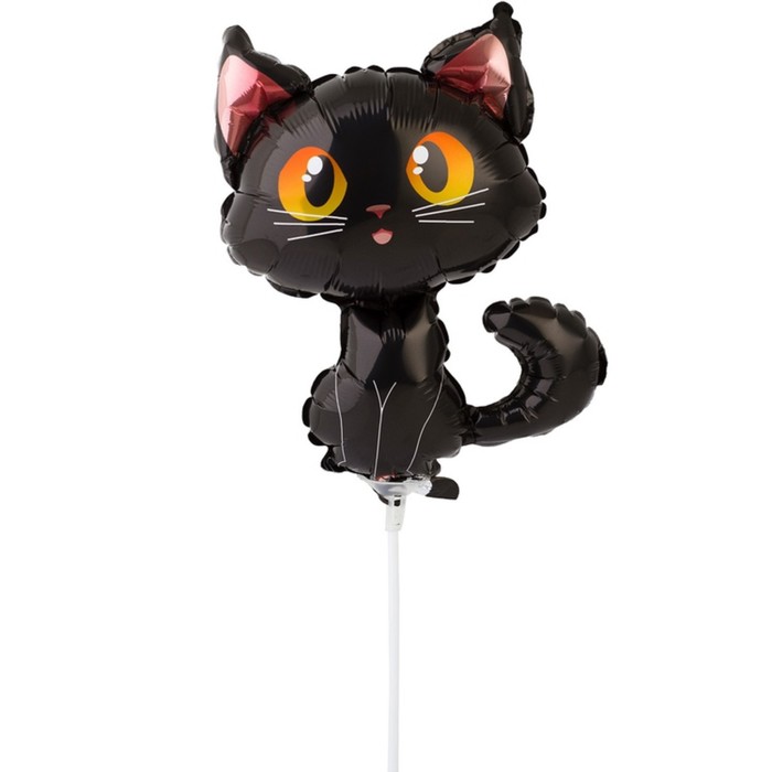 

Шар фольгированный 14" «Кот чёрный», мини-фигура(5 шт.), Черный