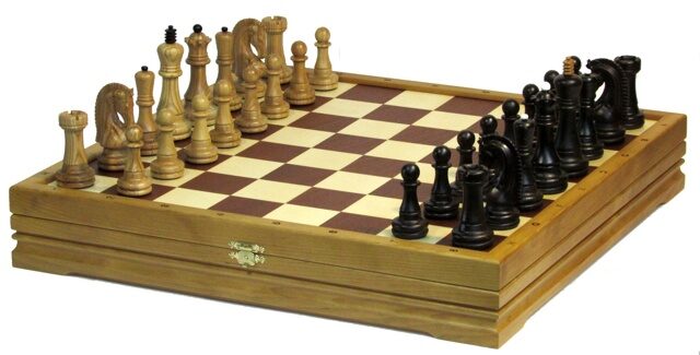 Шахматы классические стандартные деревянные утяжеленные высота короля 4,00 43x43 см 999-RT