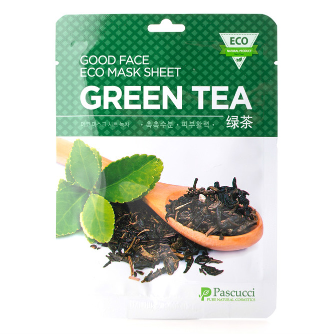 Маска с экстрактом зеленого чая Amicell Pascucci Good Face Eco Mask Sheet Green Tea 23мл protein rex батончик с высоким содержанием протеина и экстрактом гуараны мокко