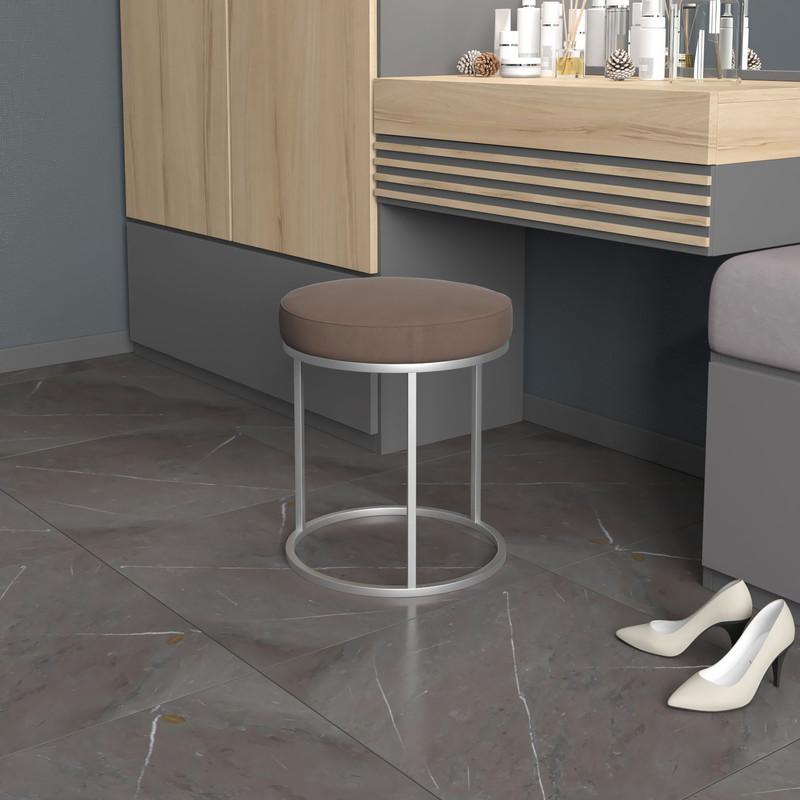 Пуфик Castle Леон 1, 40х40х44см, серебристый/шоколадный, 1шт