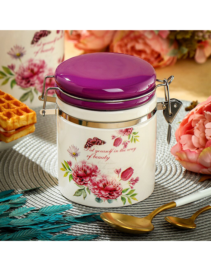 

Банка для сыпучих продуктов с крышкой Daniks Флорентини, доломит, 350 мл, 348435]SCT, Белый