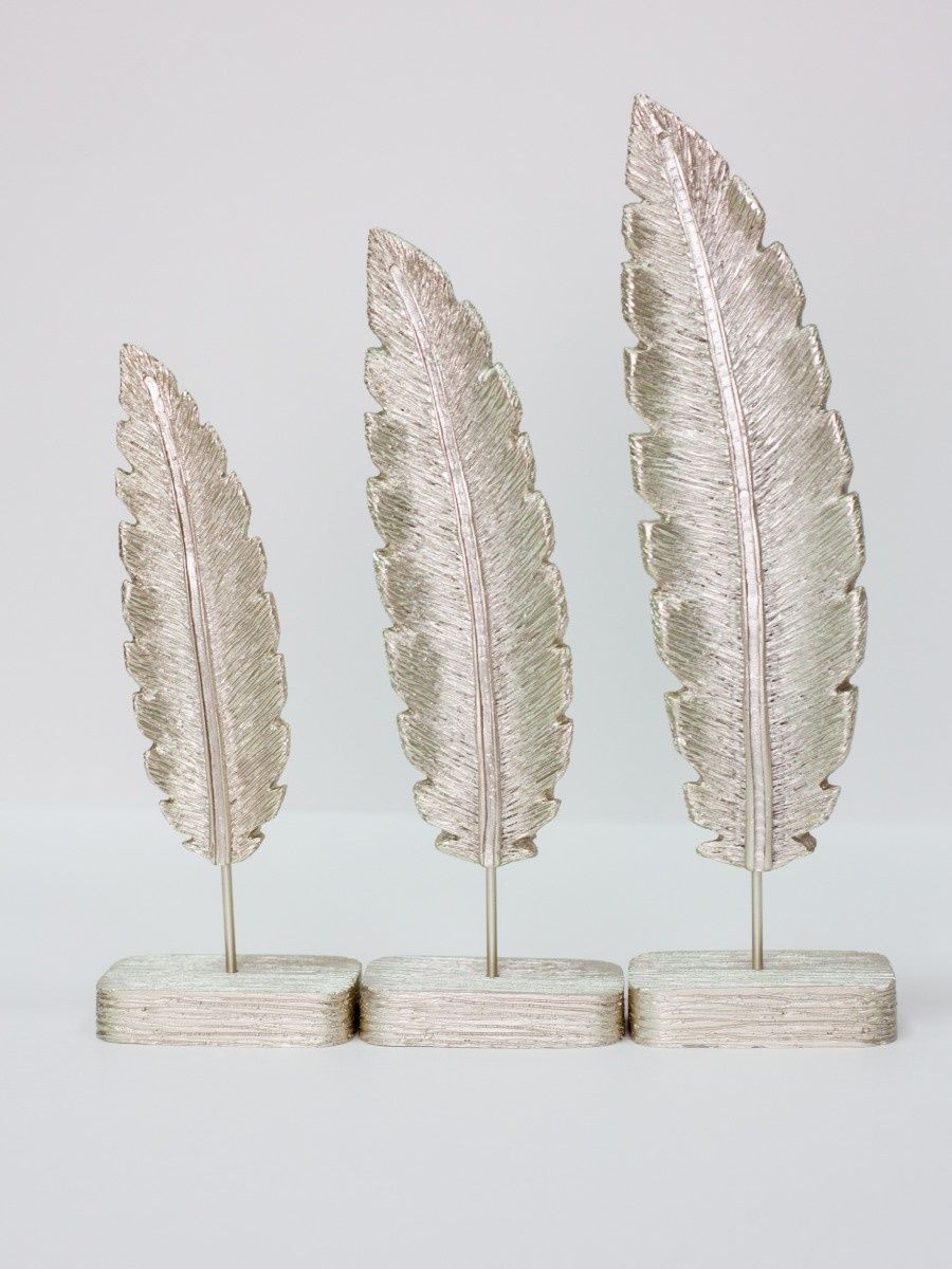 Набор статуэток искусственный камень O.M.S. Collection листья C-0118-Slvr