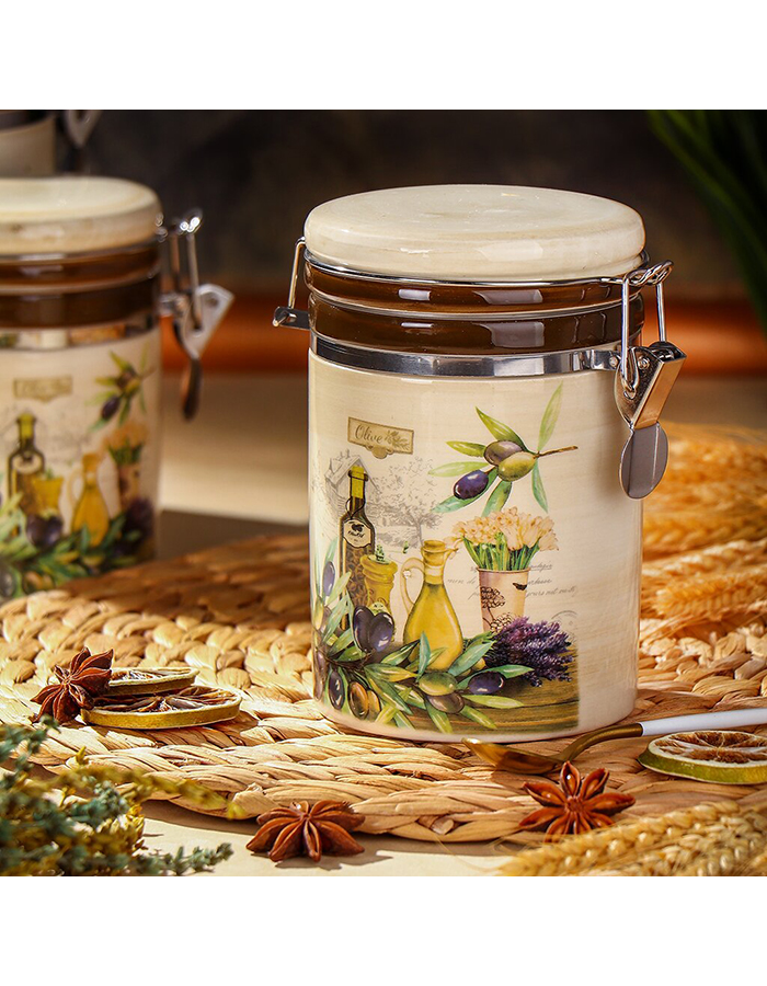 

Банка для сыпучих продуктов с крышкой Daniks Левадия, доломит, 550 мл, 419411]SCT, Бежевый