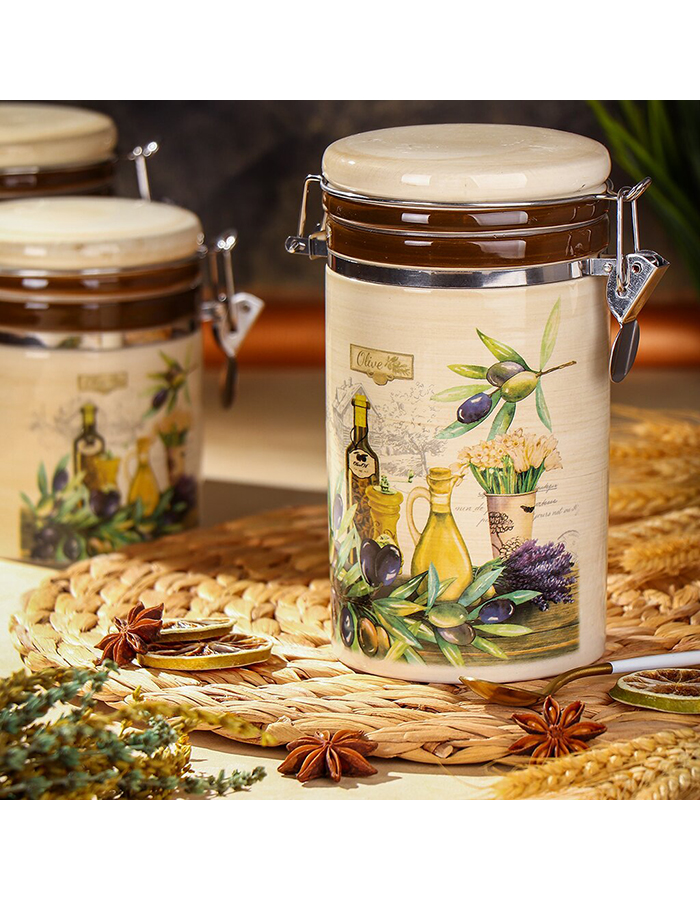 

Банка для сыпучих продуктов с крышкой Daniks Левадия, доломит, 750 мл, 419412]SCT, Бежевый