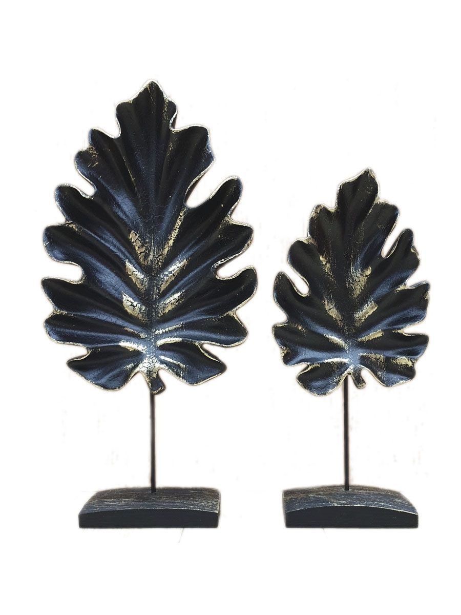 Набор статуэток искусственный камень O.M.S. Collection листья C-0119-Bk