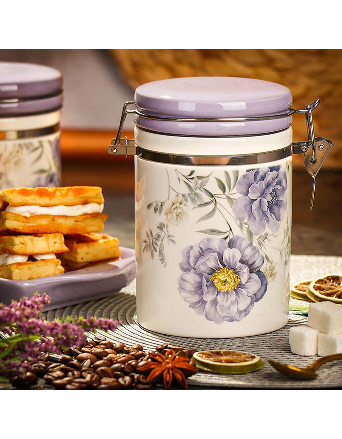 

Банка для сыпучих продуктов с крышкой Daniks Флорина, доломит, 550 мл, 419432]SCT, Белый