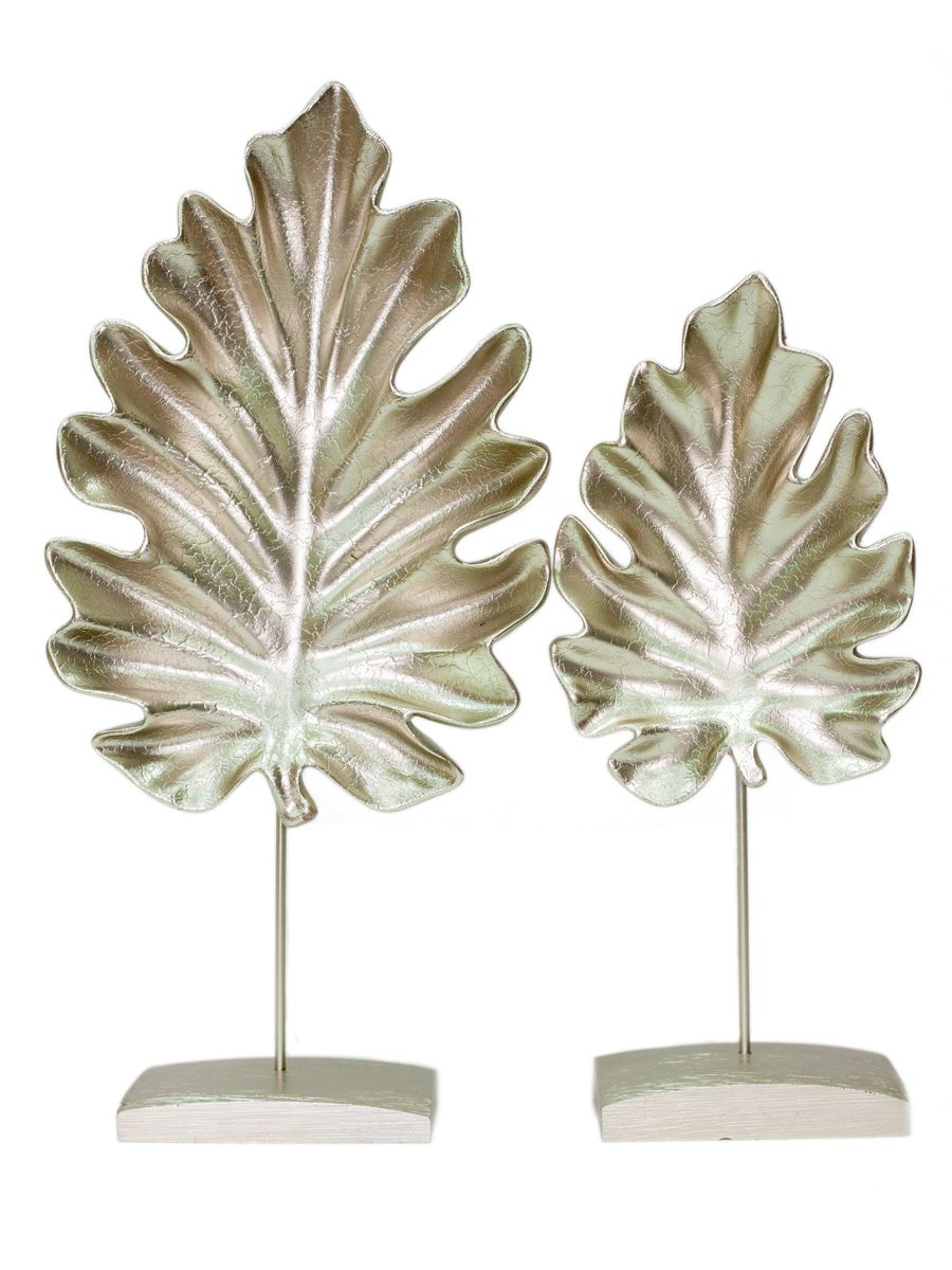 Набор статуэток искусственный камень O.M.S. Collection листья C-0119-Slvr