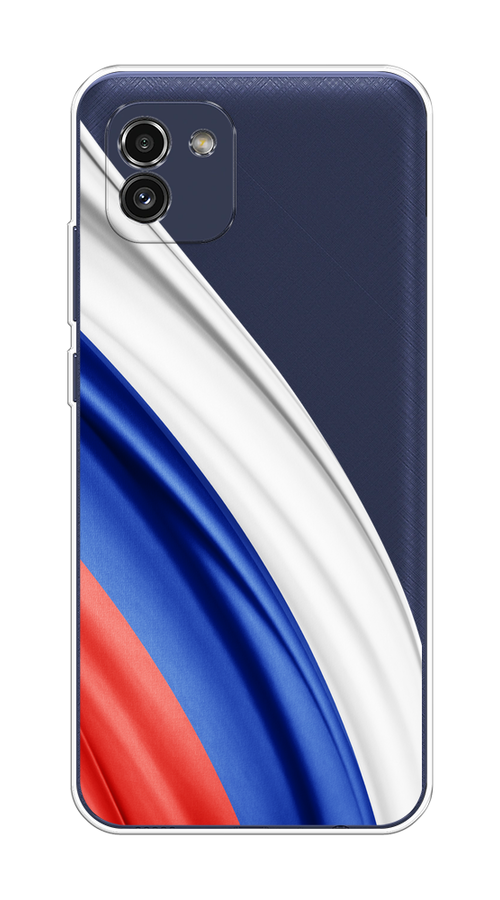 

Чехол на Samsung Galaxy A03 "Флаг России уголок", Белый;синий;красный;прозрачный, 2104950-1