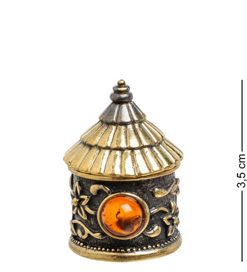 Наперсток Цветочный домик с магнитом (латунь, янтарь) AM-1429 113-705187
