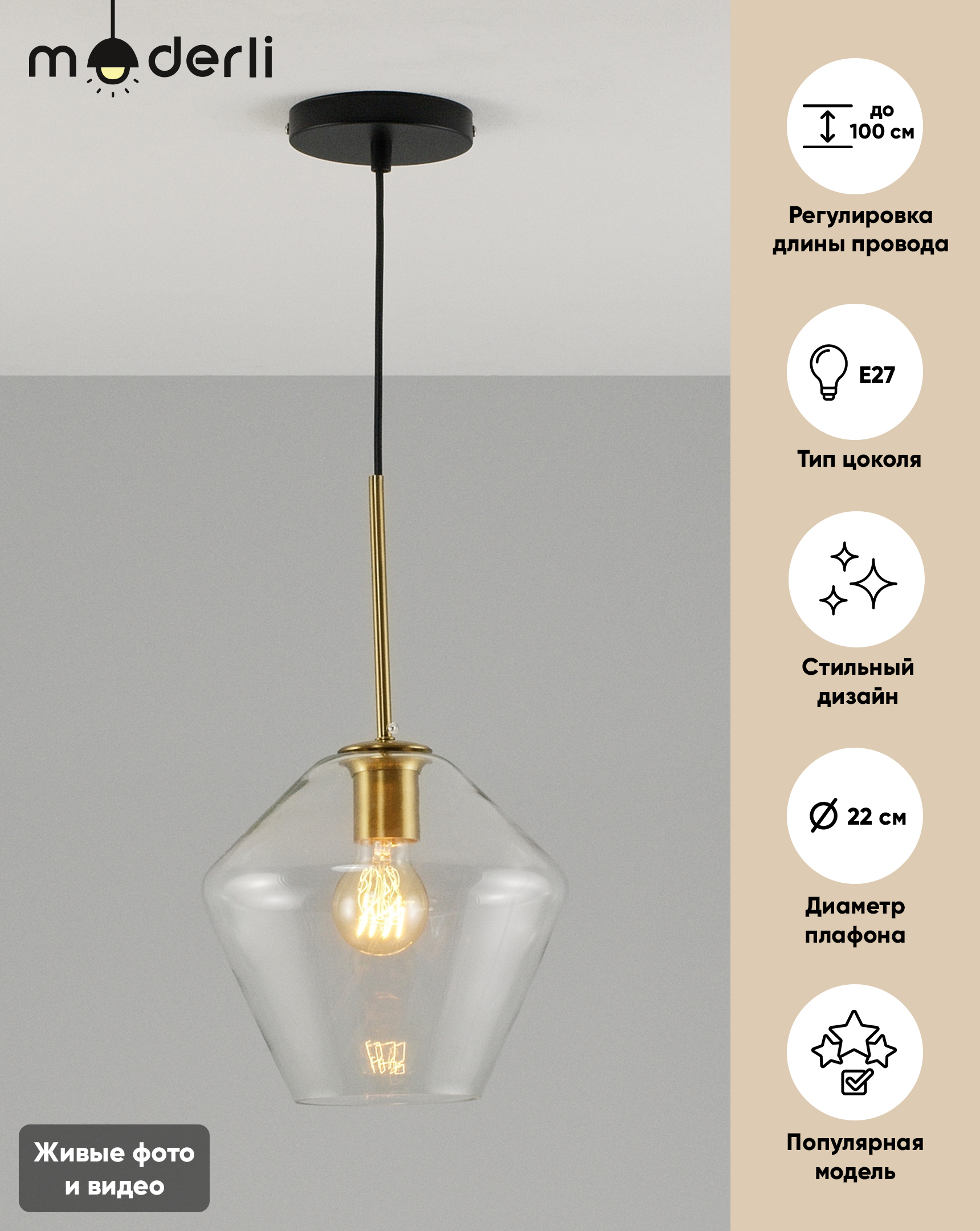 

Подвесной светильник Moderli Aymie V2150-P