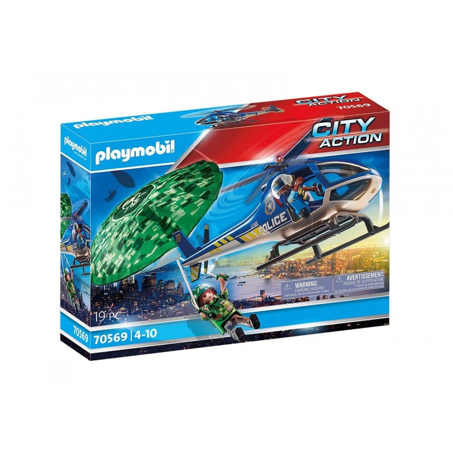 фото Конструктор playmobil полицейский вертолет погоня с парашютом 70569
