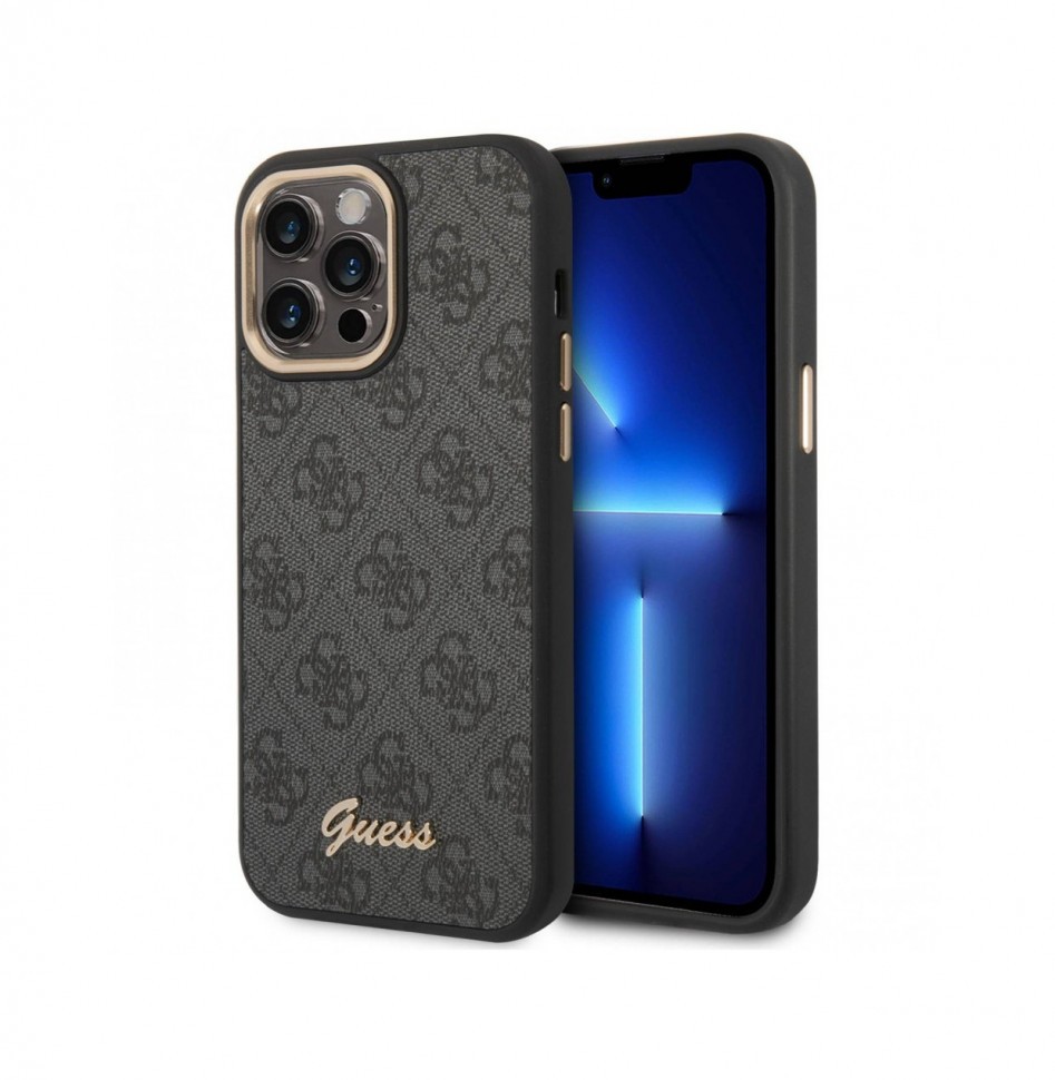 Чехол Guess PU 4G Script metal logo Hard для iPhone 14 Pro Max, Черный черный