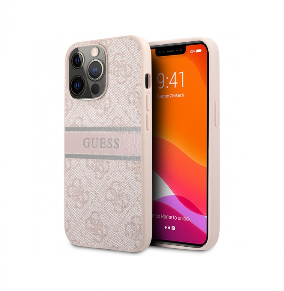 

Чехол CG Mobile Guess PU 4G Stripe printed logo Hard для iPhone 14 Pro Max, Розовый, PU 4G Stripe printed logo Hard