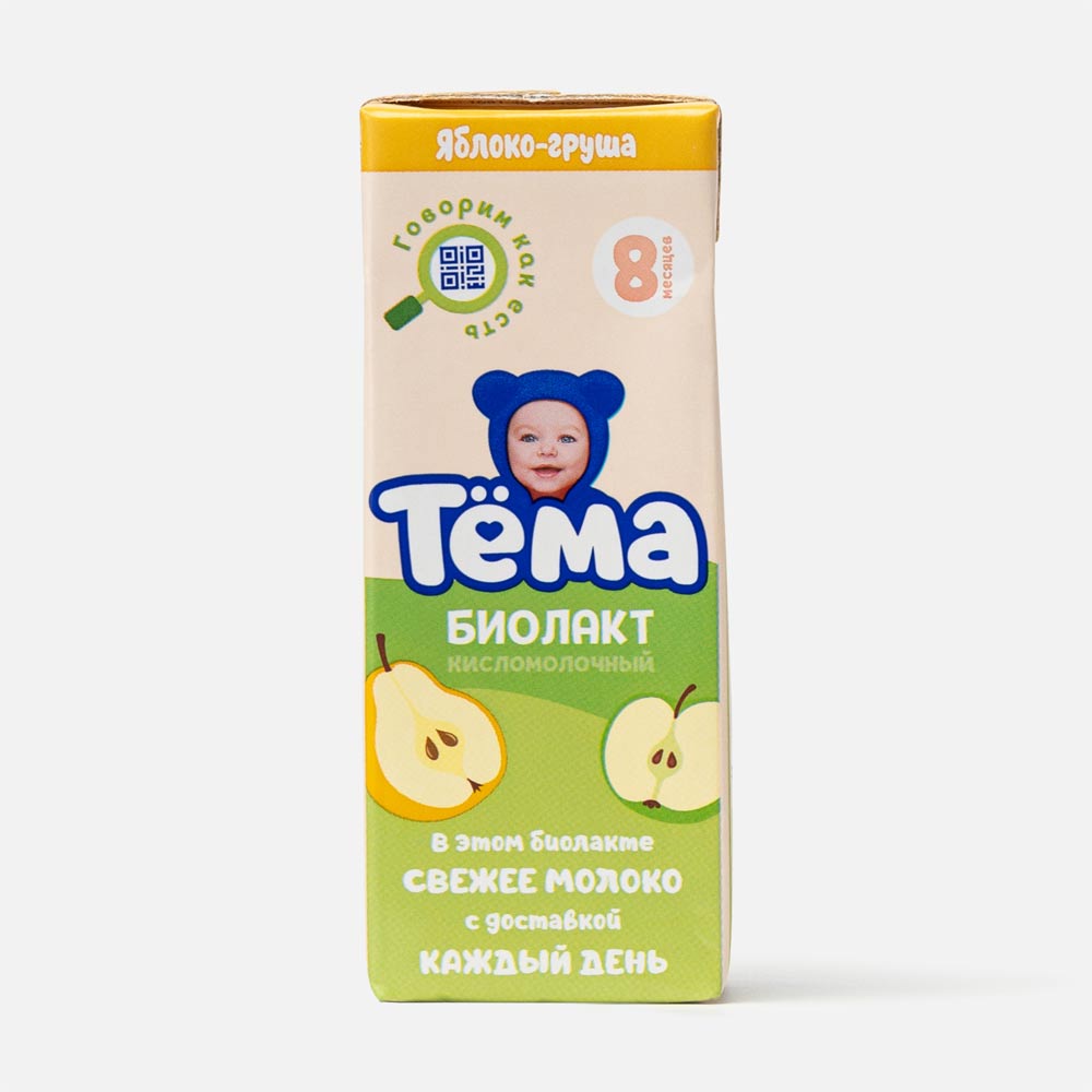 Биолакт «Тёма» с яблоком и грушей с 8 мес., 206 г