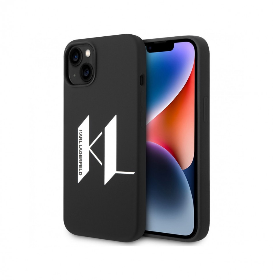 Чехол Karl Lagerfeld Liquid silicone Big KL logo Hard для iPhone 14, Черный