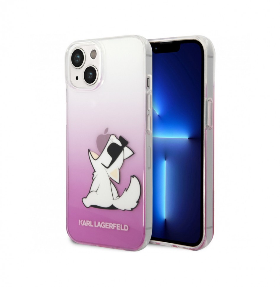 Чехол Karl Lagerfeld PC/TPU Choupette Fun Hard для iPhone 14, Розовый градиент