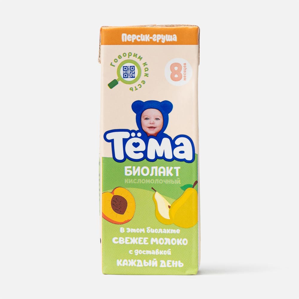 Биолакт «Тёма» с персиком и грушей с 8 мес., 206 г