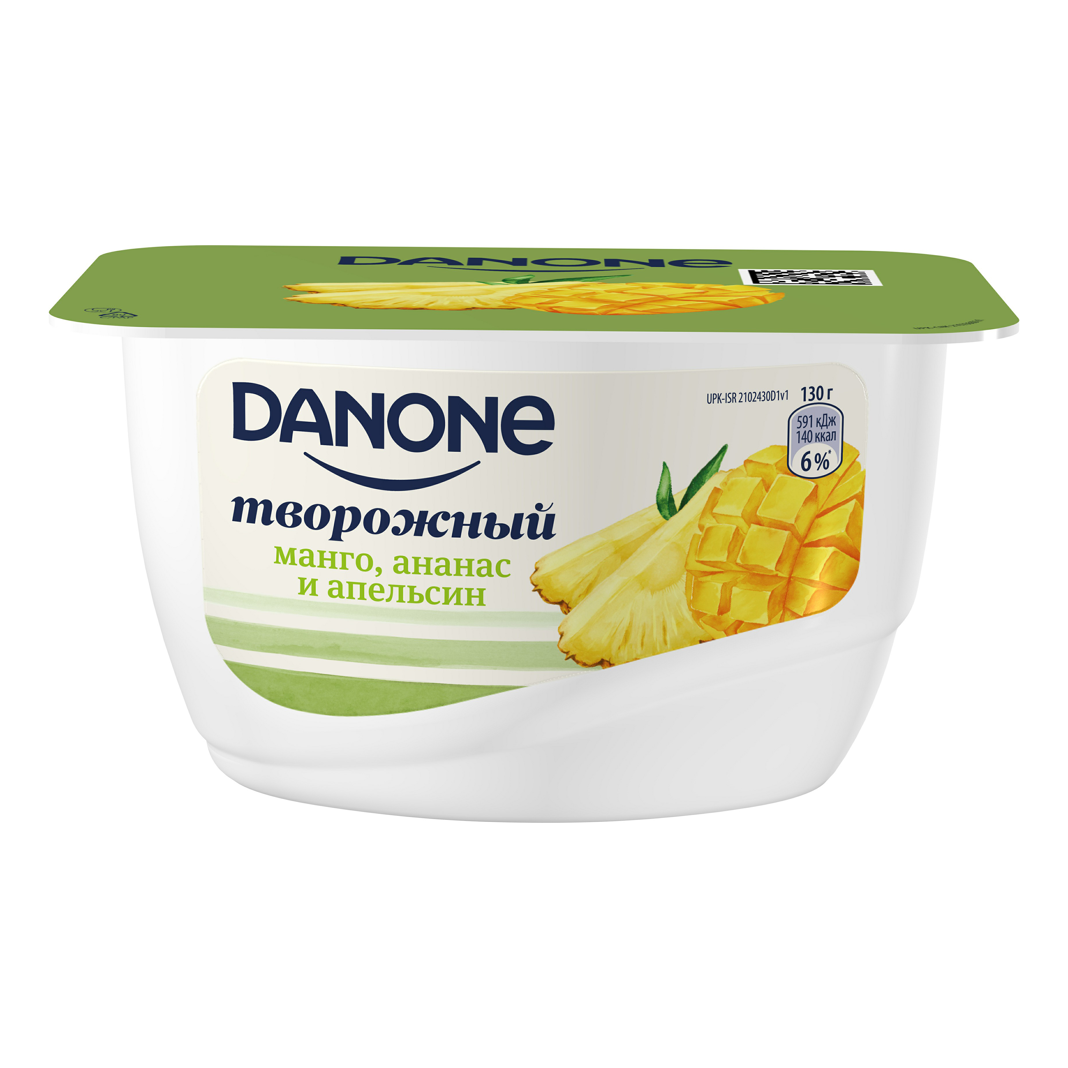 фото Творожок danone с манго, ананасом и апельсином 3,6%, 130 г