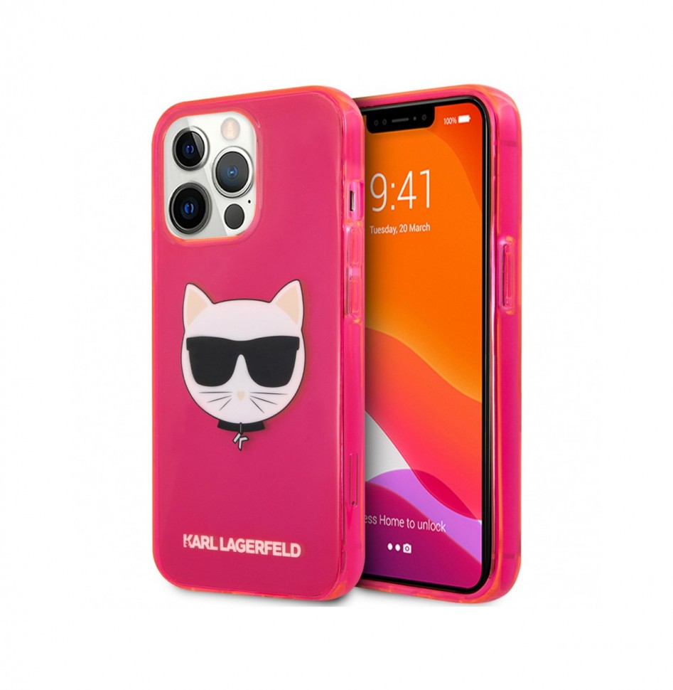 Чехол Karl Lagerfeld TPU FLUO Choupette Hard для iPhone 14 Pro, Розовый