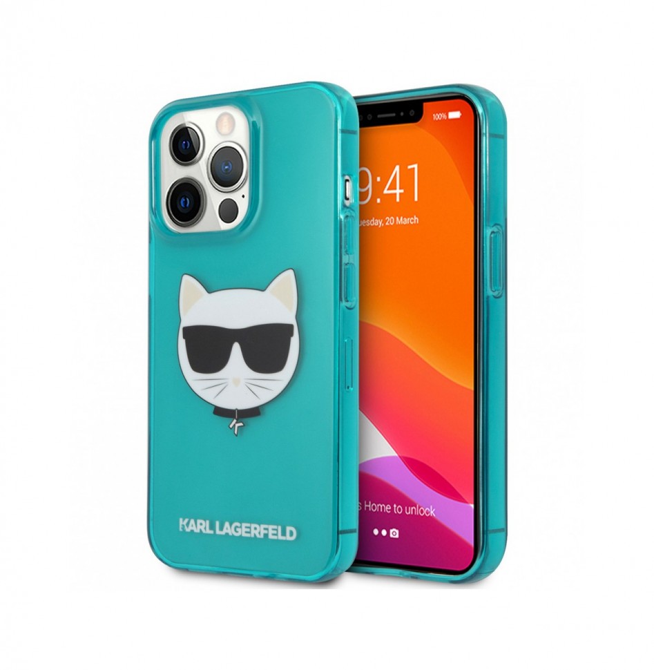 Чехол Karl Lagerfeld TPU FLUO Choupette Hard для iPhone 14 Pro Max, Голубой