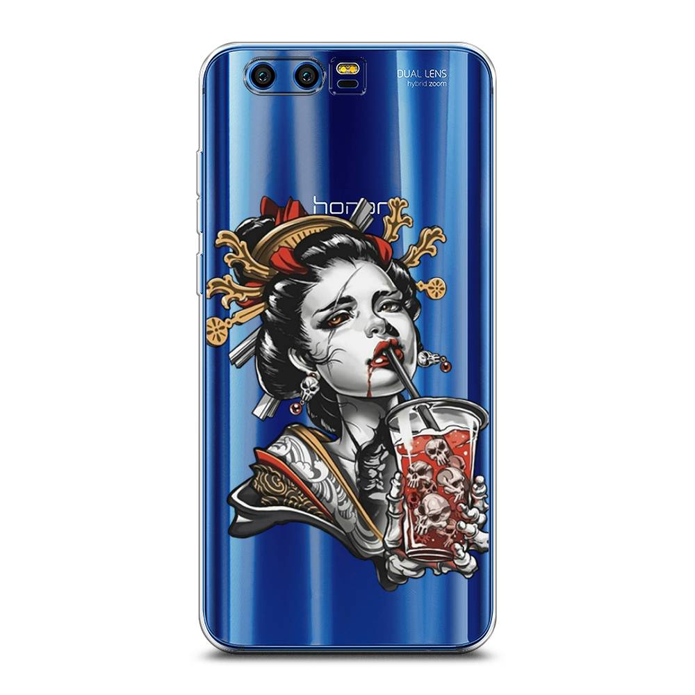 

Чехол на Honor 9 "Опасная гейша", Красный;черный;серый, 62450-4