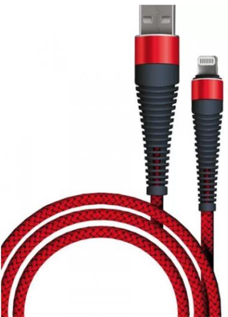 фото Кабель borasco usb - lightning 3а, 1 м, красный (50185)