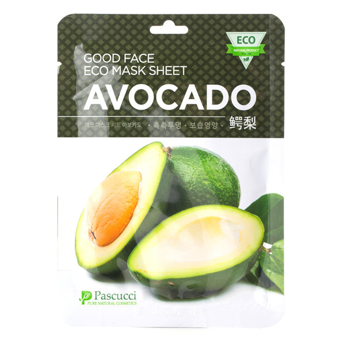 Маска с экстрактом авокадо Amicell Pascucci Good Face Eco Mask Sheet Avocado 23мл protein rex батончик с высоким содержанием белка кокос ромашка авокадо