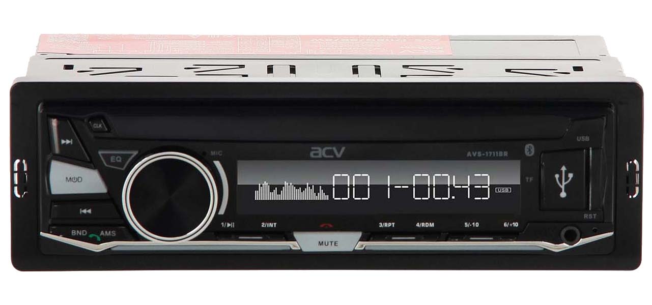 

Автомагнитола ACV MP3/WMA AVS-1711BR красная, 45Wx4, SD, USB