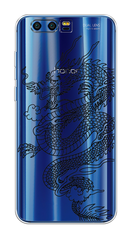 

Чехол на Honor 9 "Большой китайский дракон", Черный;серый, 62450-1