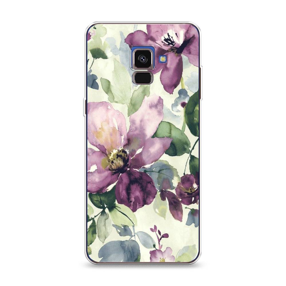 

Чехол Awog на Samsung Galaxy A8 2018 "Сиреневые цветы-акварель", Разноцветный, 25450-10