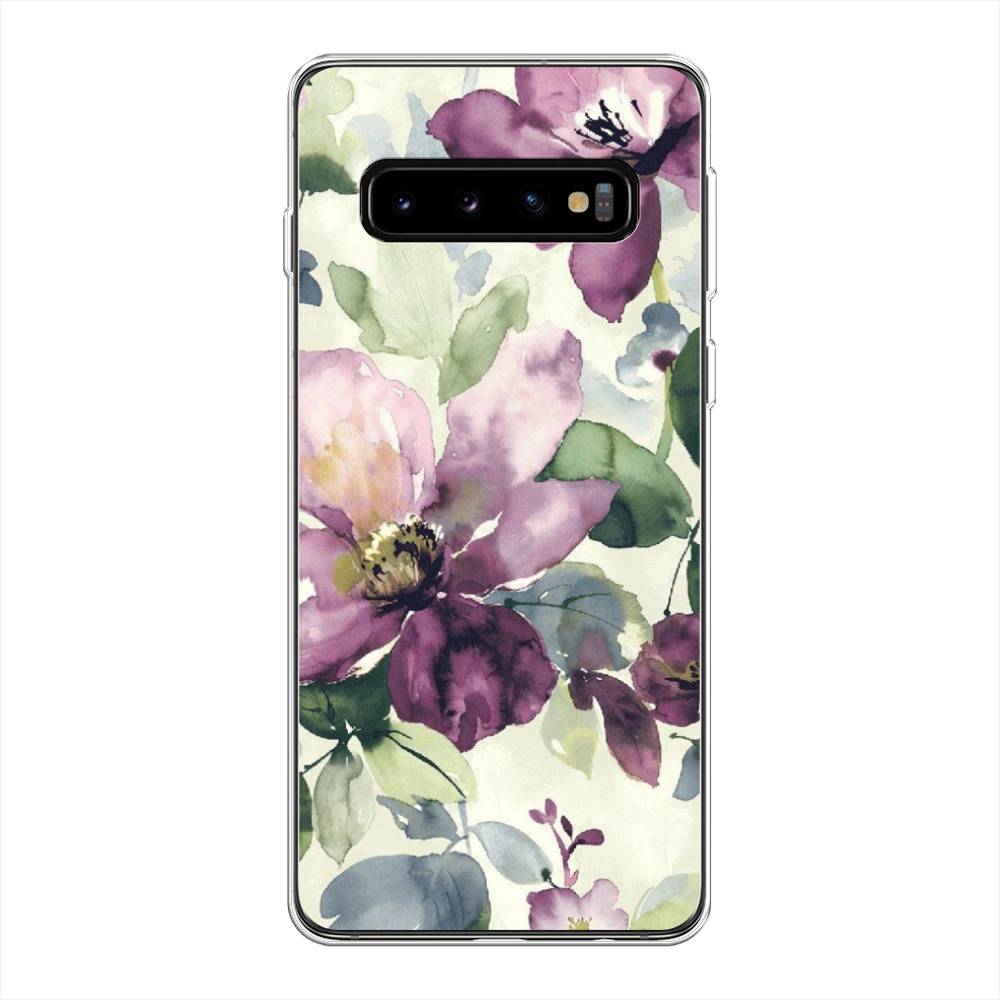

Чехол Awog на Samsung Galaxy S10 + "Сиреневые цветы-акварель", Разноцветный, 27150-10