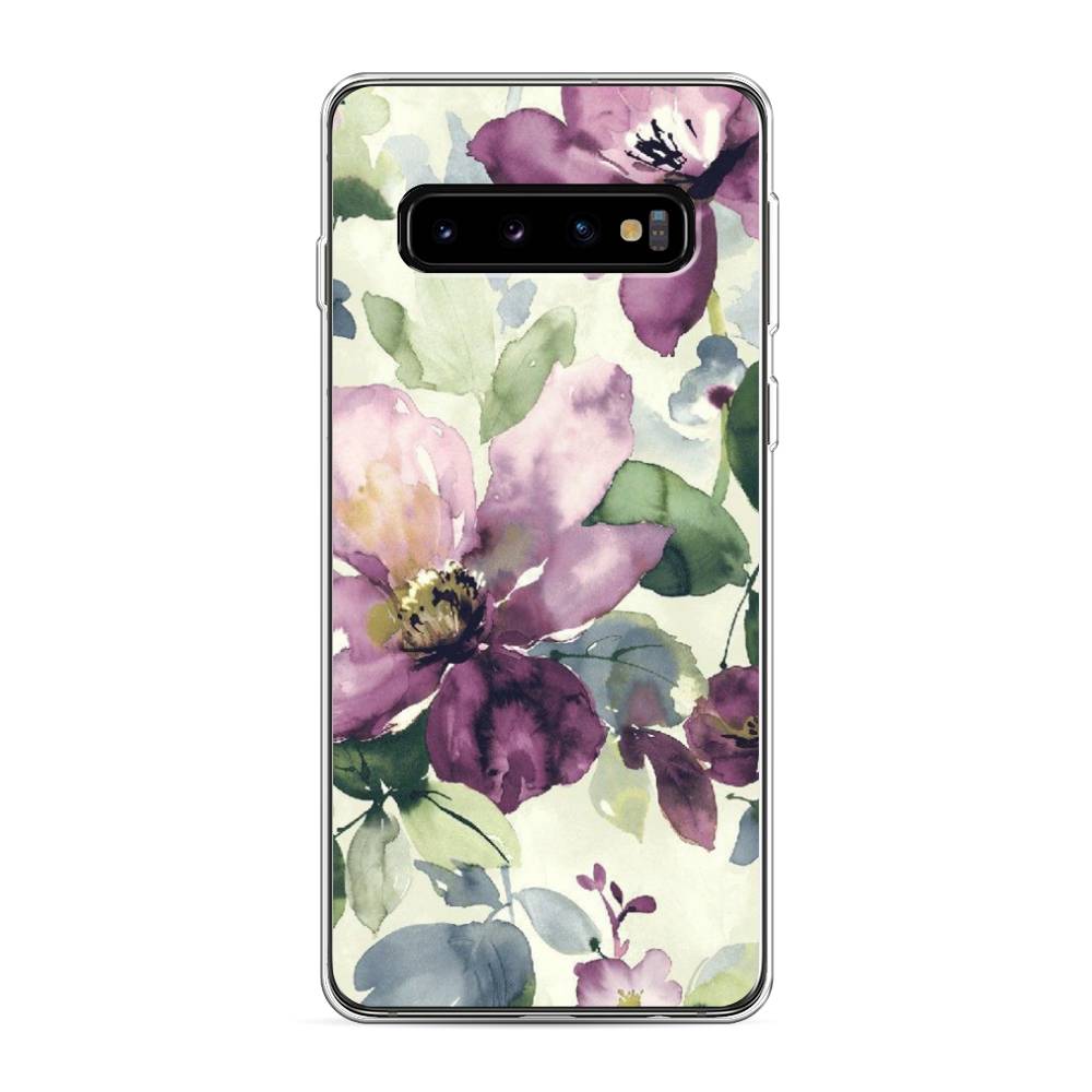 

Чехол Awog на Samsung Galaxy S10 "Сиреневые цветы-акварель", Разноцветный, 27050-10