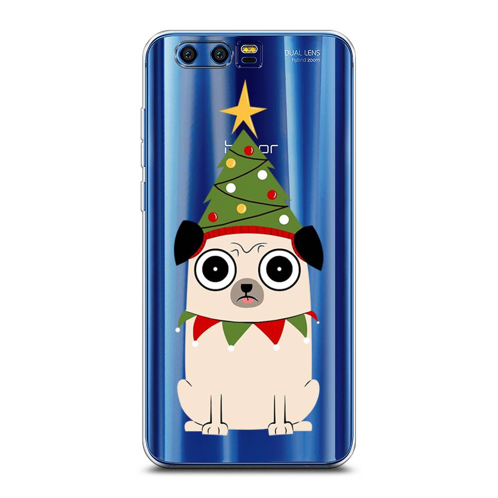 

Чехол на Honor 9 "Собачка с ёлочкой", Бежевый;красный;зеленый, 62450-1